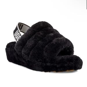 UGG Black Fluffy Sandals NWOB